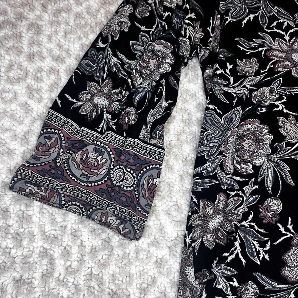 Lucky Brand‎ Black Floral Paisley Print Tunic Top 3X Viscose - Picture 8 of 10